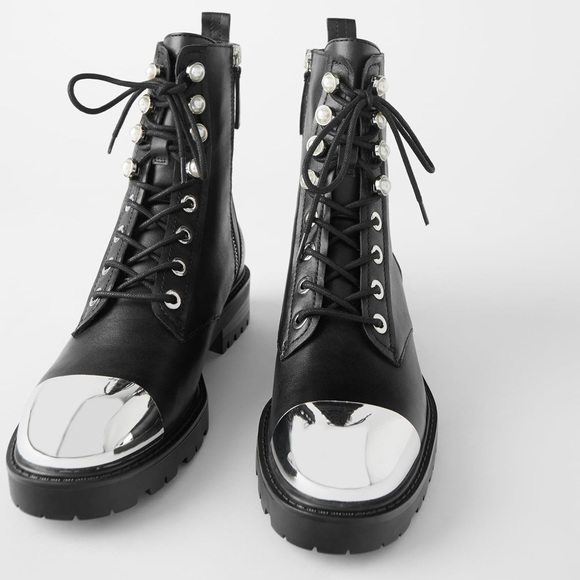 zara pearls boots